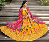 Contrasting lehenga inspired on india art and culture embroidery on silk